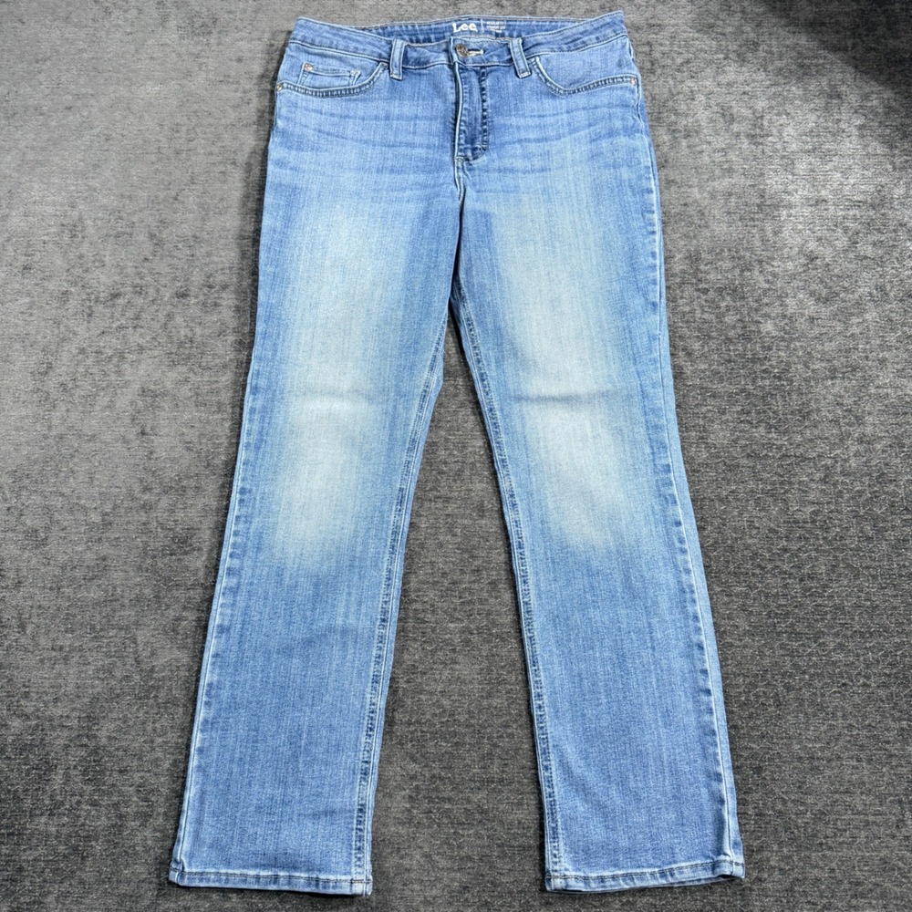 Lee Regular Fit Straight Leg Mid Rise Jeans Medium Wash Blue Women 10M